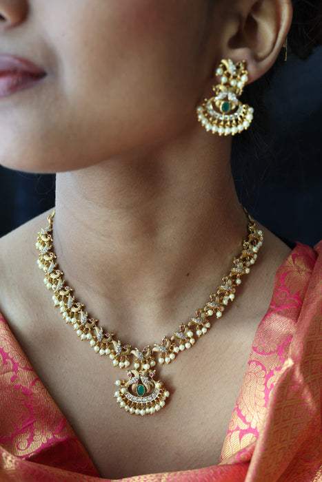 Antique simple short necklace with earrings TTS4081