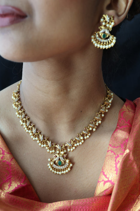 Antique simple short necklace with earrings TTS4081