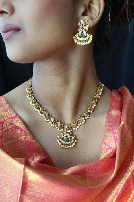 Antique simple short necklace with earrings TTS4081