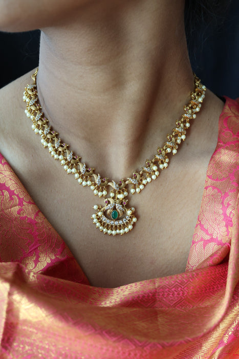 Antique simple short necklace with earrings TTS4081