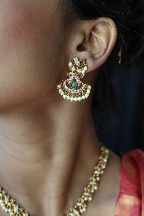 Antique simple short necklace with earrings TTS4081