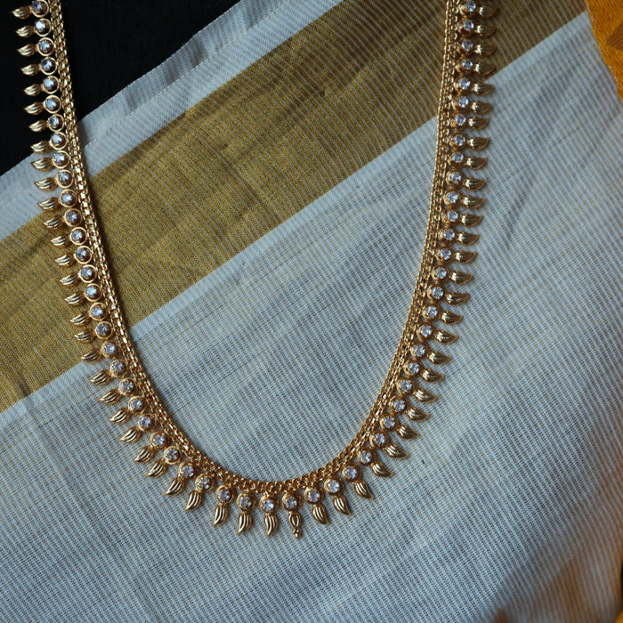 Heritage gold plated white stone long necklace with HL562