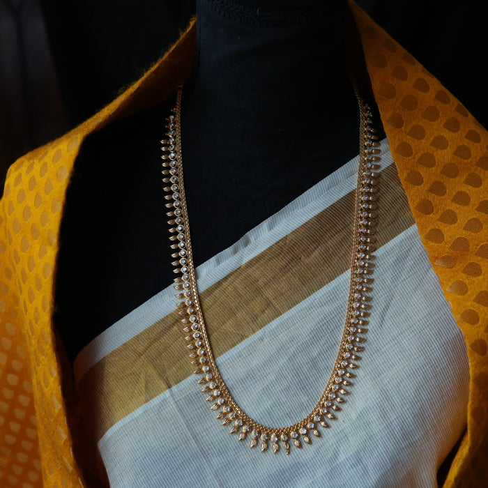 Heritage gold plated white stone long necklace with HL562