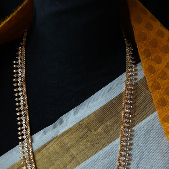 Heritage gold plated white stone long necklace with HL562