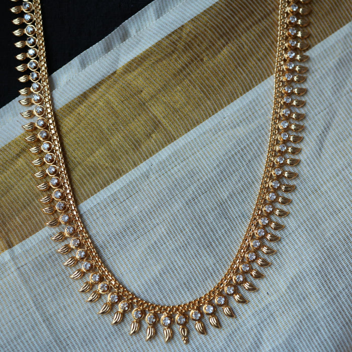 Heritage gold plated white stone long necklace with HL562