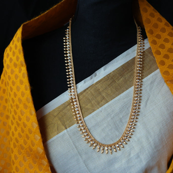 Heritage gold plated white stone long necklace with HL562