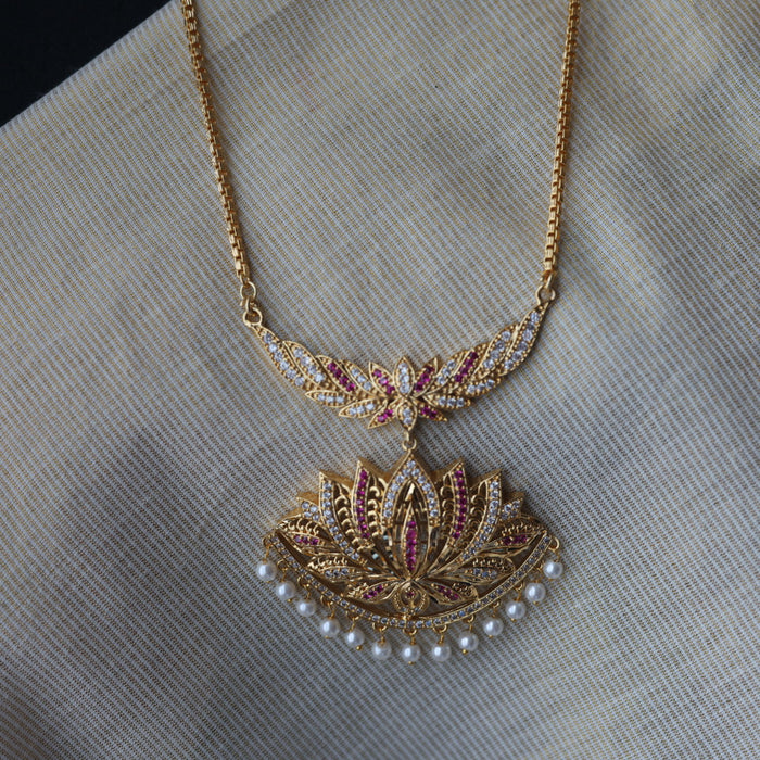Heritage gold plated short and long padakam set necklace HPS6678