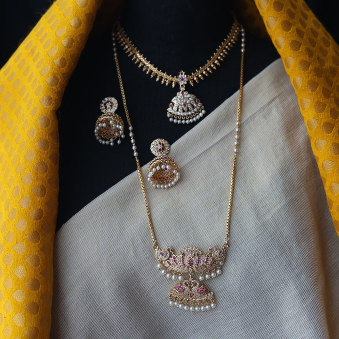 Heritage gold plated short and long padakam set necklace HPS621