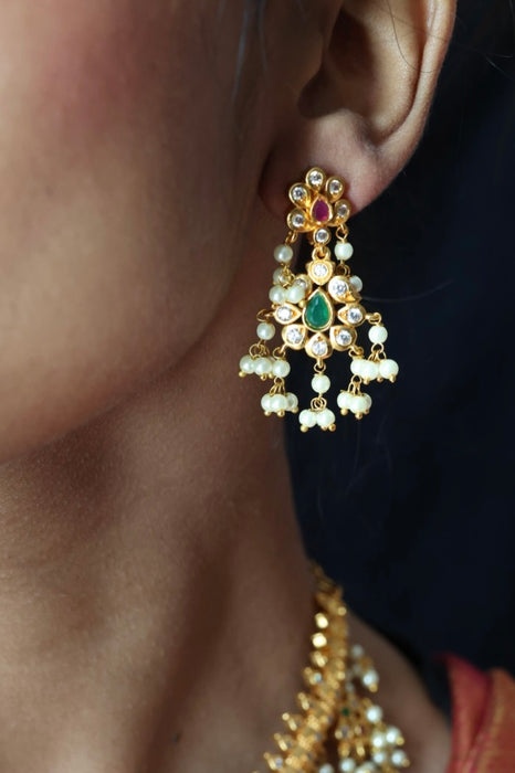 Antique pearl short necklace with earrings SS112311