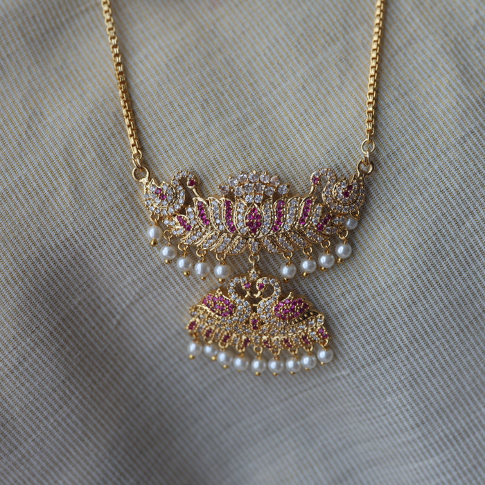 Heritage gold plated short and long padakam set necklace HPS621
