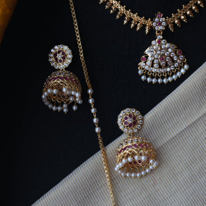 Heritage gold plated short and long padakam set necklace HPS621