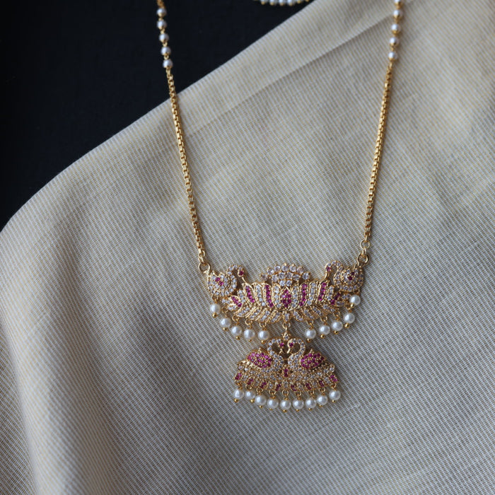 Heritage gold plated short and long padakam set necklace HPS621