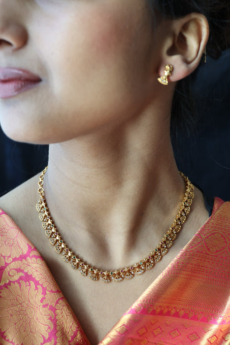 Antique short necklace with earrings TTS411