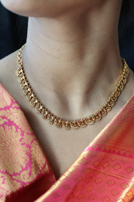Antique short necklace with earrings TTS411