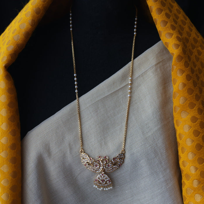 Heritage gold plated  white padakam long necklace HP8723