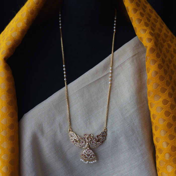 Heritage gold plated  white padakam long necklace HP8723