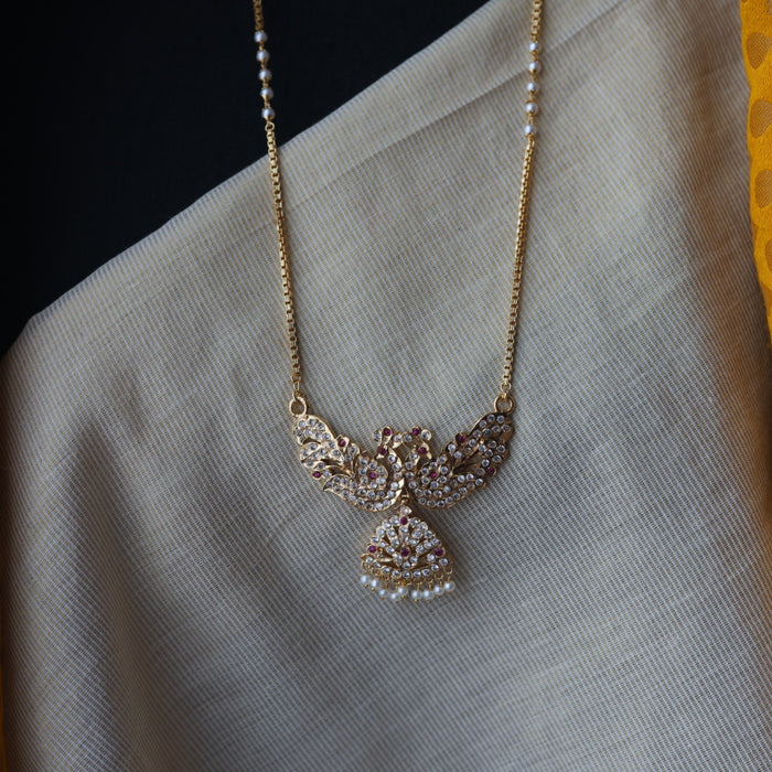 Heritage gold plated  white padakam long necklace HP8723