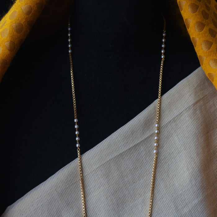 Heritage gold plated  white padakam long necklace HP8723