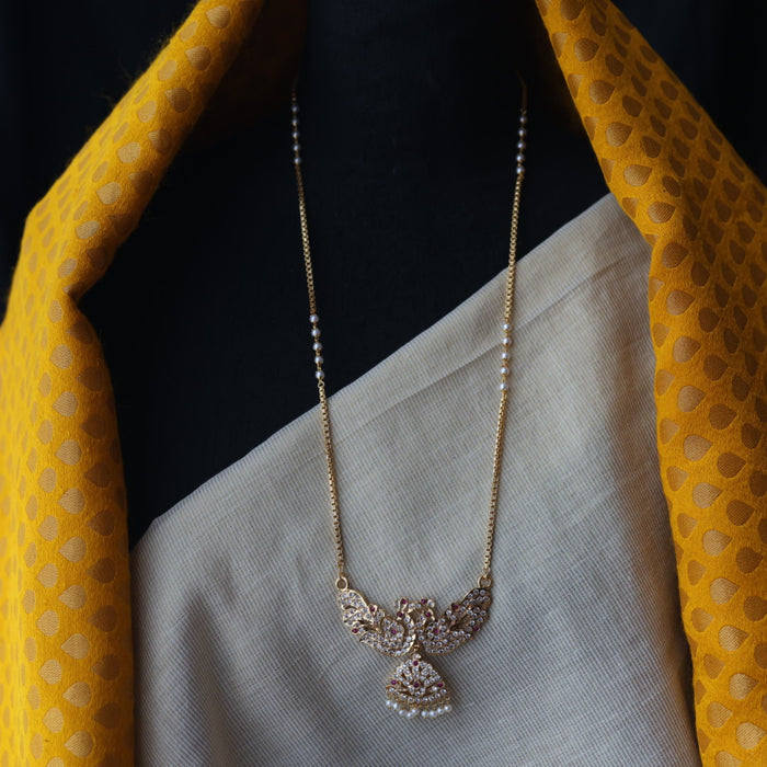 Heritage gold plated  white padakam long necklace HP8723