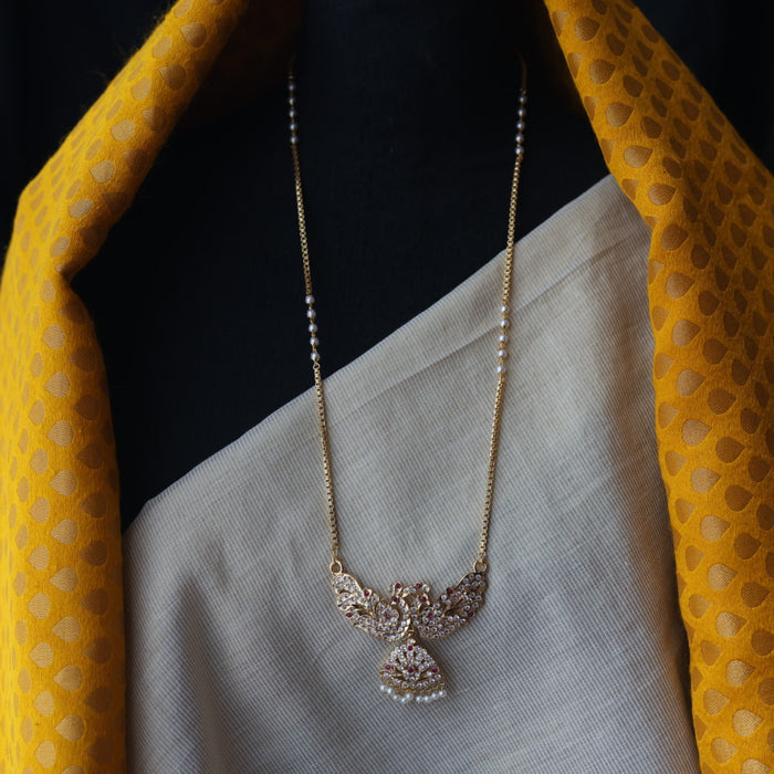 Heritage gold plated  white padakam long necklace HP8723