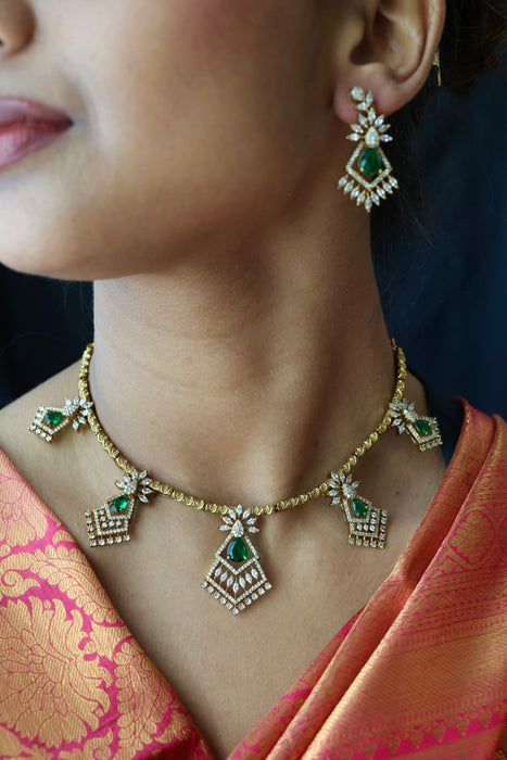 Antique designer short necklace with earrings SS11081