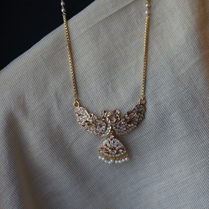 Heritage gold plated  white padakam long necklace HP8723