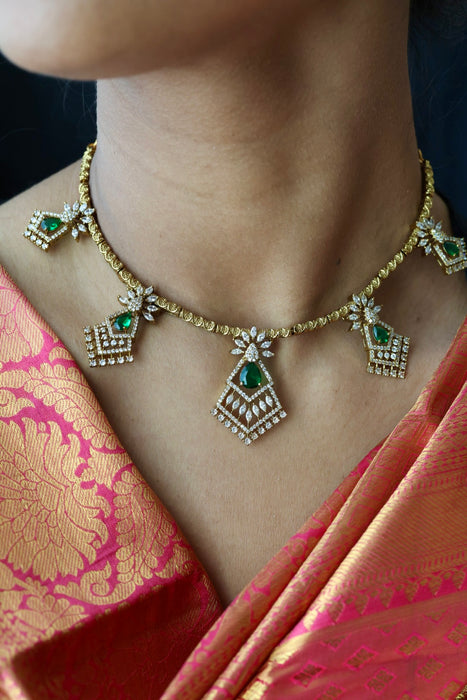 Antique designer short necklace with earrings SS11081