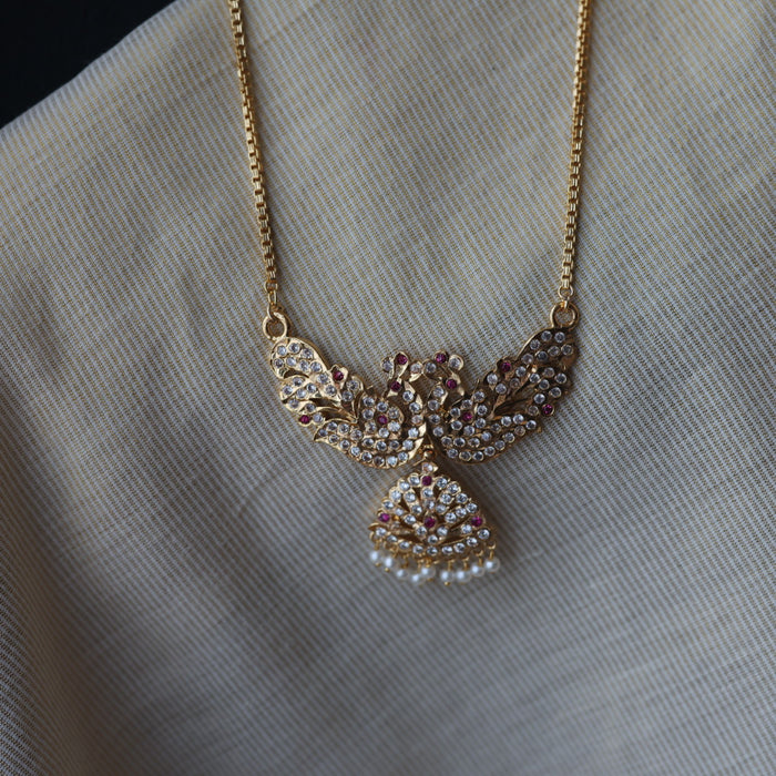 Heritage gold plated  white padakam long necklace HP8723