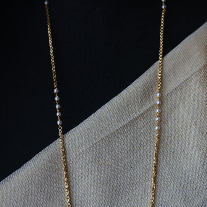 Heritage gold plated  white padakam long necklace HP8723