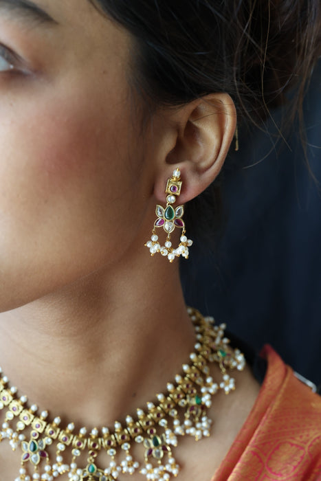 Antique pearl short necklace and earrings SS110799