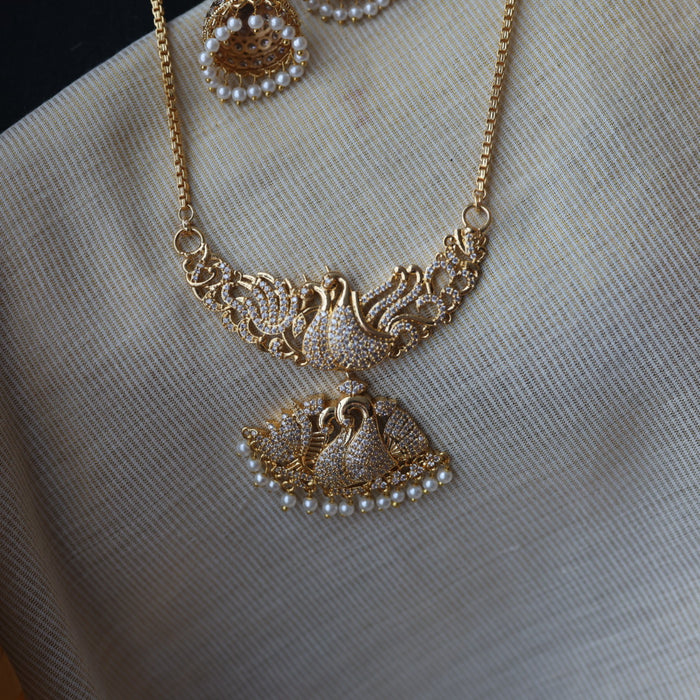 Heritage gold plated pearl padakam necklace set with earrings HPS7933