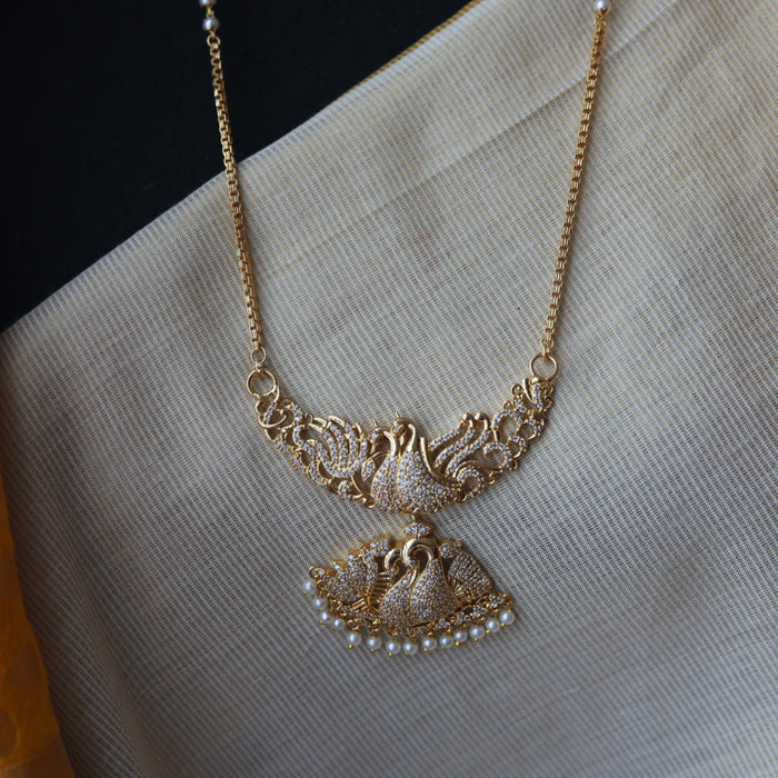 Heritage gold plated pearl padakam necklace set with earrings HPS7933