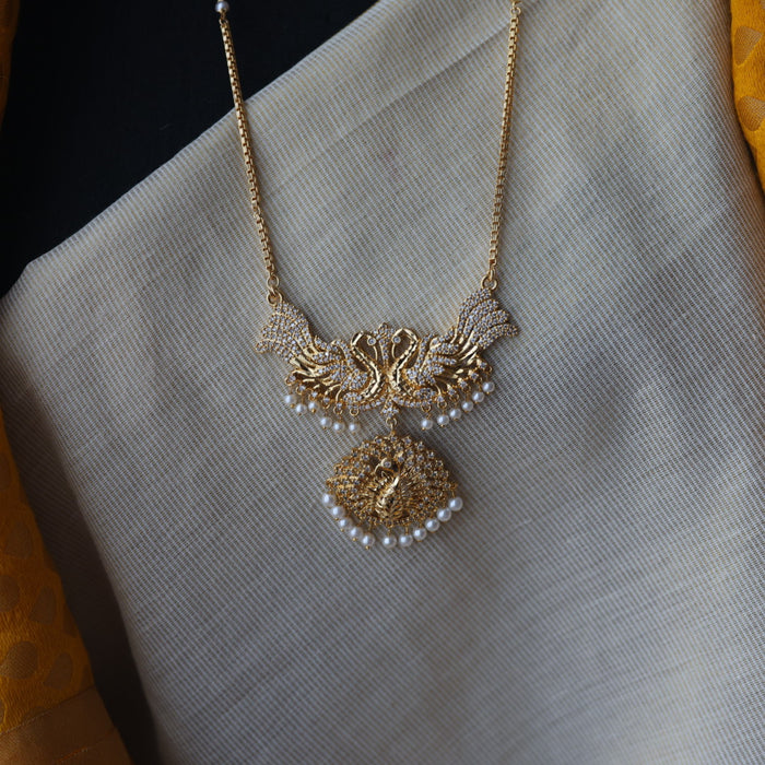 Heritage gold plated pearl padakam necklace set with earrings HPS791