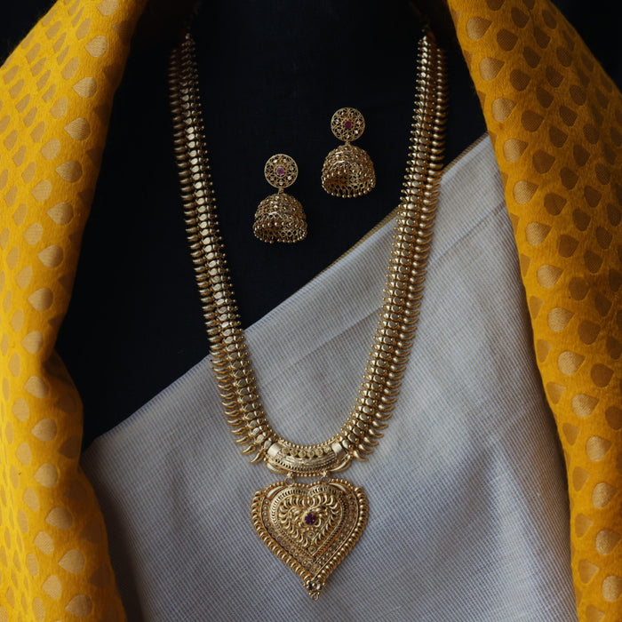 Heritage gold plated long necklace with earrings HL6832