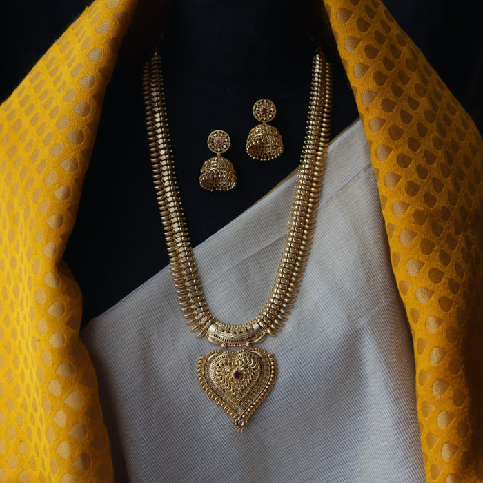 Heritage gold plated long necklace with earrings HL6832