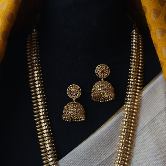 Heritage gold plated long necklace with earrings HL6832