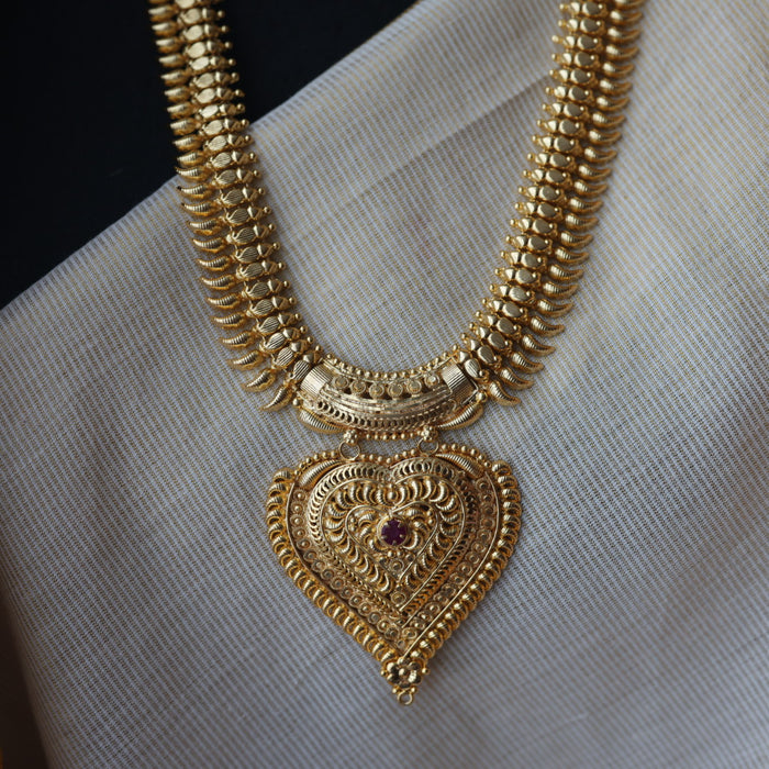 Heritage gold plated long necklace with earrings HL6832