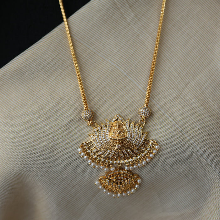 Heritage gold plated white padakam necklace set with earrings HP16575