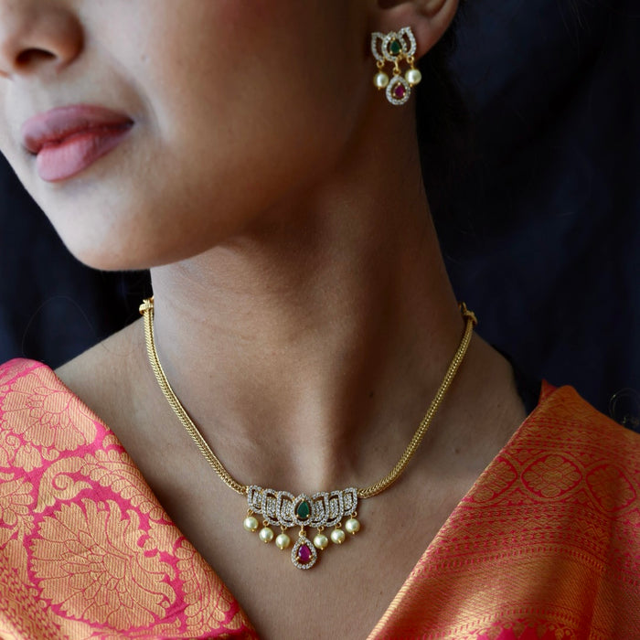 Antique simple short necklace with earrings TTS45329