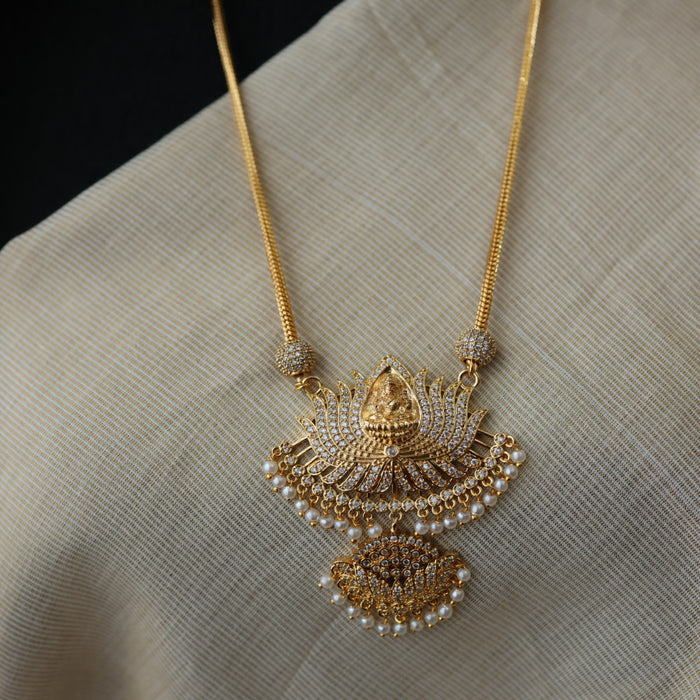 Heritage gold plated white padakam necklace set with earrings HP16575