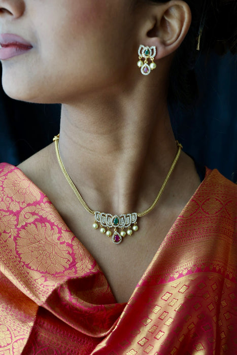 Antique simple short necklace with earrings TTS45329