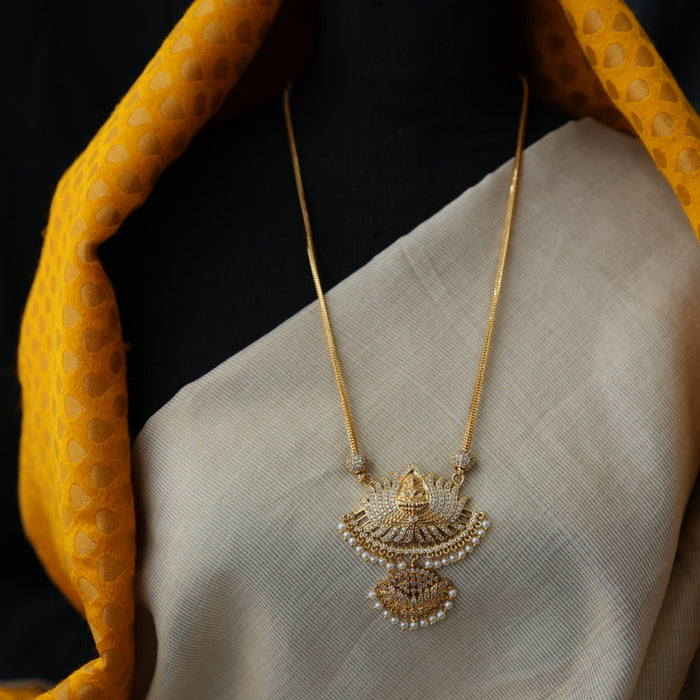 Heritage gold plated white padakam necklace set with earrings HP16575