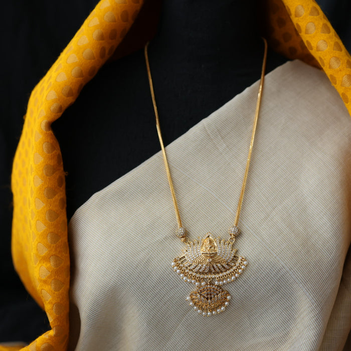 Heritage gold plated white padakam necklace set with earrings HP16575