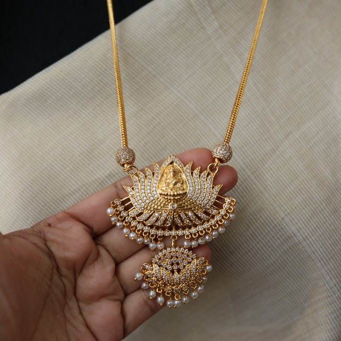 Heritage gold plated white padakam necklace set with earrings HP16575