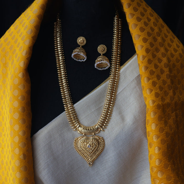 Heritage gold plated long necklace with earrings HL832