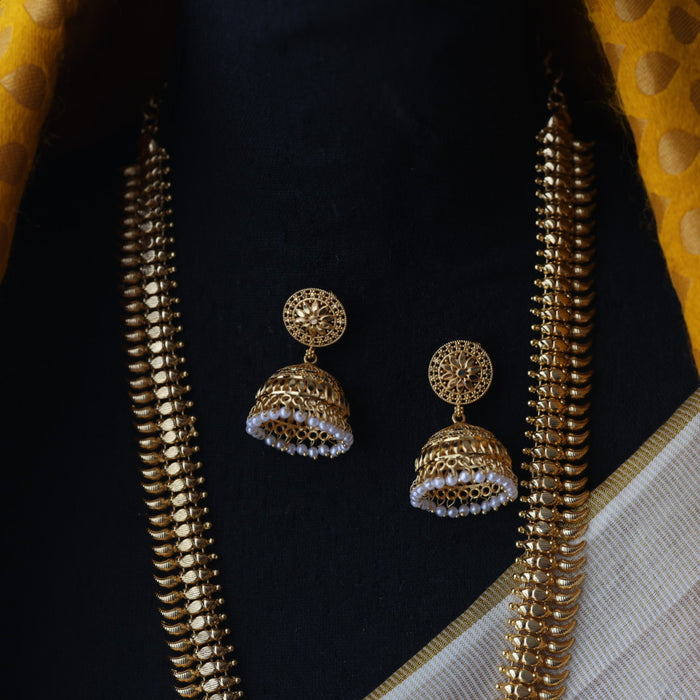 Heritage gold plated long necklace with earrings HL832