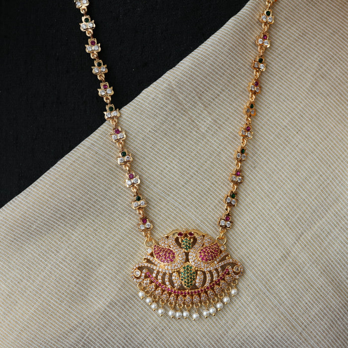 Antique ruby stone long necklace with earrings / waistchain LL03565