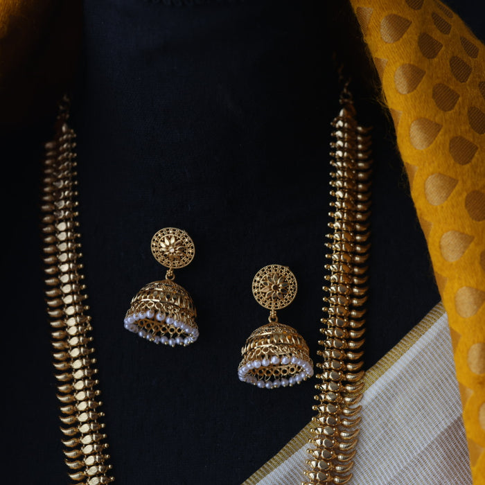 Heritage gold plated long necklace with earrings HL832