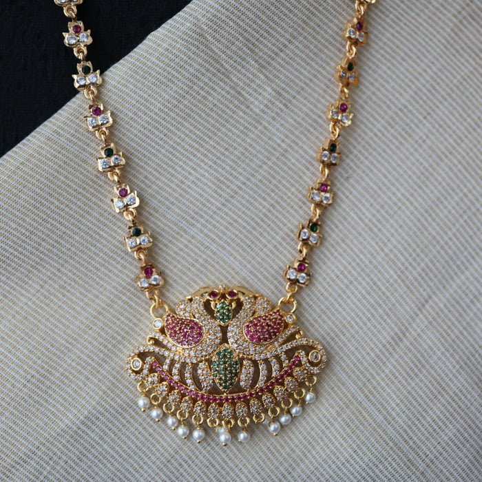 Antique ruby stone long necklace with earrings / waistchain LL03565