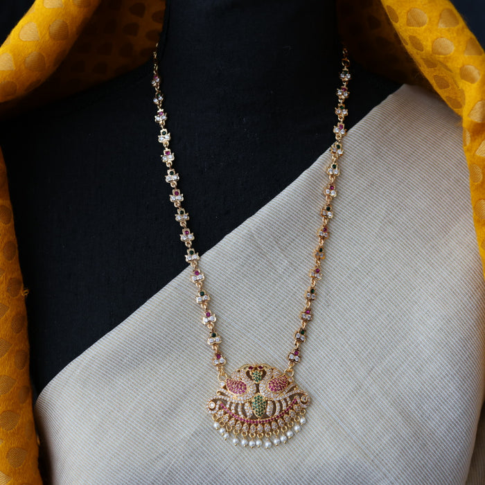 Antique ruby stone long necklace with earrings / waistchain LL03565